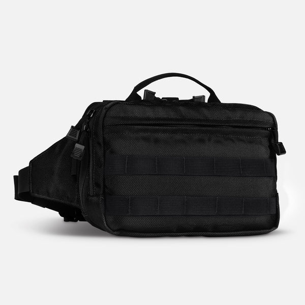 TRGR Logan CCW Waist Pack, Stealth Black With MOLLE, front view